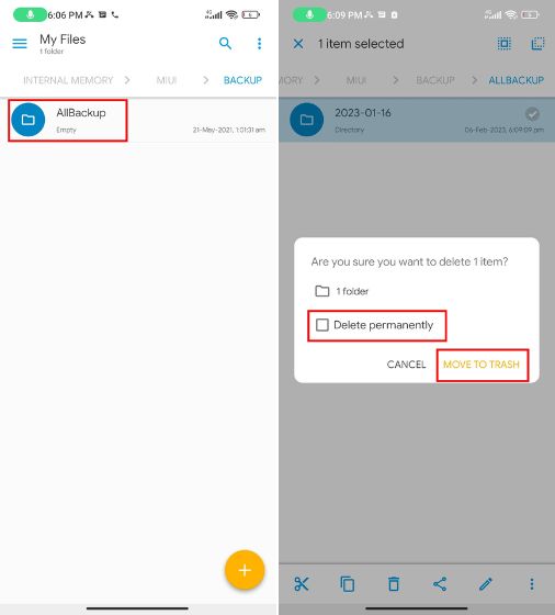 MIUI స్థానిక బ్యాకప్ను తొలగించండి
